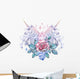 Watercolor Unicorn Rose Vignette Wall Decal
