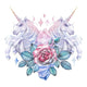 Watercolor Unicorn Rose Vignette Wall Decal