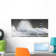 Waves Crashing On A Lighthouse, Seaham, Teesside, England Wall Mural
