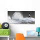 Waves Crashing On A Lighthouse, Seaham, Teesside, England Wall Mural