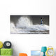 Waves Crashing On A Lighthouse, Seaham, Teesside, England Wall Mural