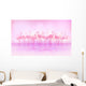 Flock of caribbean flamingos Wall Mural