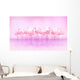 Flock of caribbean flamingos Wall Mural