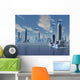 UFO over Futuristic Alien City Wall Mural