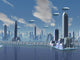 UFO over Futuristic Alien City Wall Mural