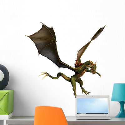 Dragon Landing Wall Decal shown on a wall