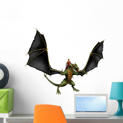 Dragon Rearing Wall Decal shown on a wall