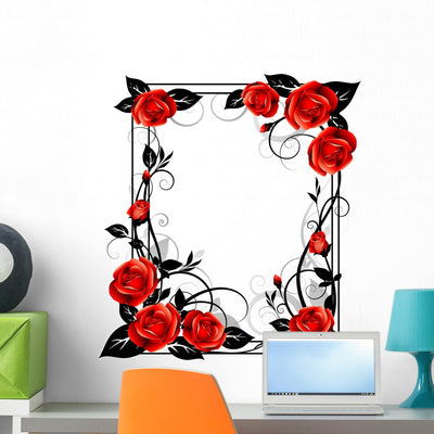 Frame with Roses Wall Decal shown on a wall