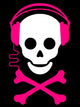 Skull with headphones and crossbones music player Wall Mural