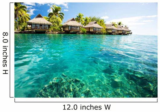 bungalows green lagoon Wall Mural