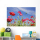 Red Flowers Against Blue Sky Wall Mural