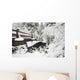 Snowy Pedestrian Bridge Through Forest Wall Mural