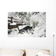 Snowy Pedestrian Bridge Through Forest Wall Mural