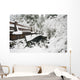 Snowy Pedestrian Bridge Through Forest Wall Mural