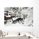 Snowy Pedestrian Bridge Through Forest Wall Mural