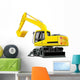 Yellow Construction Excavator Wall Decal
