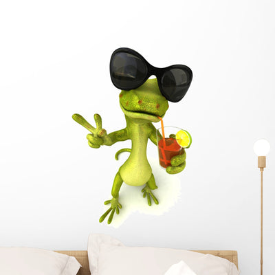 Lizard Vacation Wall Decal shown on a wall