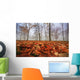 Autumn foliage, trees and fog in November Wall Mural
