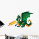 Vector Fabulous Magical Green Fire-spitting Dragon Wall Decal