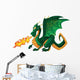 Vector Fabulous Magical Green Fire-spitting Dragon Wall Decal