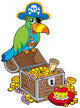 Big Treasure Chest With Pirate Parrot Wall Decal