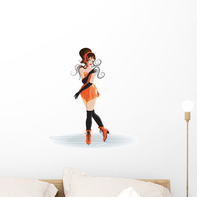 Girl Figure Skater Wall Mural shown on a wall