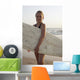 Young Girl With Surfboard Wall Mural