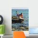 Man Jumping Into The Water On His Surf Board Wall Mural