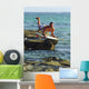 Man Jumping Into The Water On His Surf Board Wall Mural