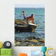 Man Jumping Into The Water On His Surf Board Wall Mural