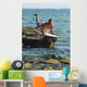 Man Jumping Into The Water On His Surf Board Wall Mural
