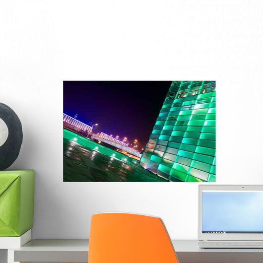 Bright Green Buildings Wall Decal