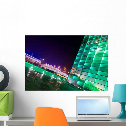 Bright Green Buildings Wall Decal