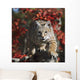Bobcat Walks Along Branch Through Red Leaves Of A Hawthorn In Autumn Wall Mural
