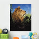 Lion With Big Mane Laying In Tall Green Grass Wall Mural