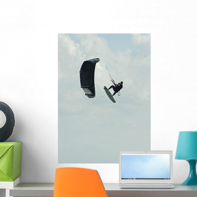 Kitesurfer Mid-air Wall Mural shown on a wall