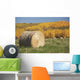 Hay Bale With Autumn Colors, Alberta, Canada Wall Mural