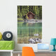 Wooden Cabin Along A Lake Shore Wall Mural