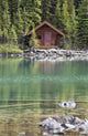Wooden Cabin Along A Lake Shore Wall Mural