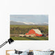 Red Barn With Horses Grazing Wall Mural