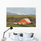 Red Barn With Horses Grazing Wall Mural