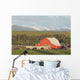 Red Barn With Horses Grazing Wall Mural