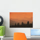 Silhouette Of Mountain Ranges And Orange Sky Wall Mural