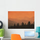Silhouette Of Mountain Ranges And Orange Sky Wall Mural