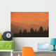 Silhouette Of Mountain Ranges And Orange Sky Wall Mural