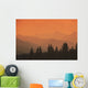 Silhouette Of Mountain Ranges And Orange Sky Wall Mural