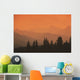 Silhouette Of Mountain Ranges And Orange Sky Wall Mural