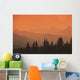 Silhouette Of Mountain Ranges And Orange Sky Wall Mural