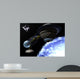 Spaceship Orbiting Blue Planet Wall Mural