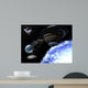 Spaceship Orbiting Blue Planet Wall Mural